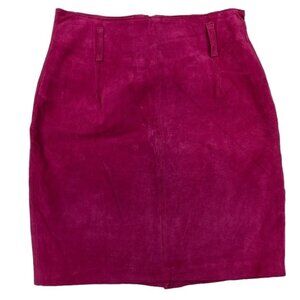 VTG Express Compagnie Internationale Genuine Suede Leather Skirt Size 7/8 Y2K